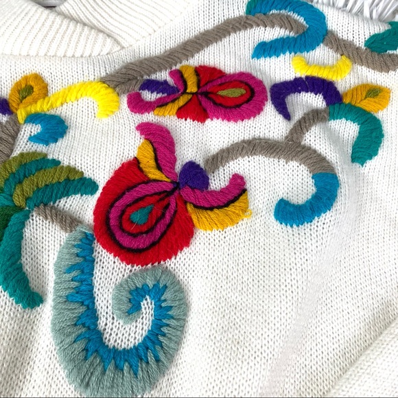 Vintage Maurada Crewel Work Chunky Knit Sweater - Picture 5 of 11